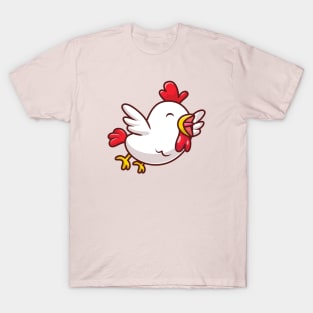 Cute Chicken Flying Cartoon T-Shirt